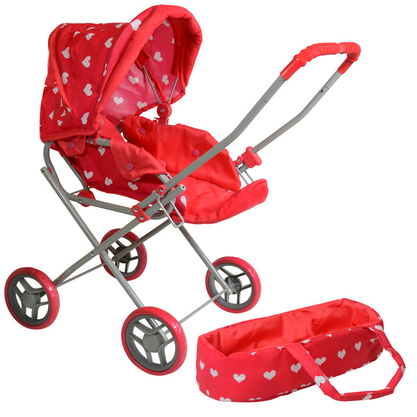 Heart Printed Doll Bassinet Stroller with Travel Carry Bag for 18 Inch – The New York Doll Collection