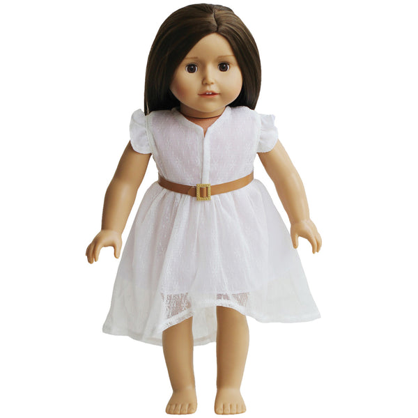 White Lace Dress and Belt for Dolls- 18 inch Doll Clothes – The New York Doll Collection