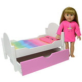 Wooden Doll Bed with Trundle Fits 18 Inch Dolls