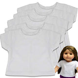 18 Inch Doll 5 Pack Plain White Doll T-Shirts