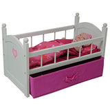 Wooden Doll Crib with Storage Drawer Fits 18 Inch Dolls