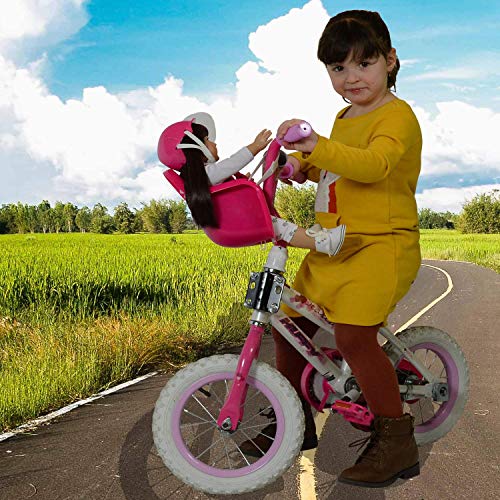 The New York Doll Collection Doll Bike Seat Carrier for Baby Dolls & American Girl Dolls with Doll Helmet . No Tools Required Bicycle & Scooters Seat Accessories for Dolls, Pink