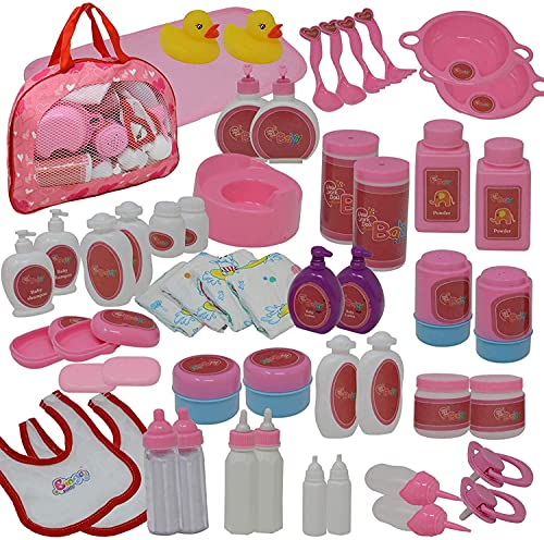 50Piece Baby Doll Feeding Caring Accessory Set in Zippered Carrying The New York Doll Collection