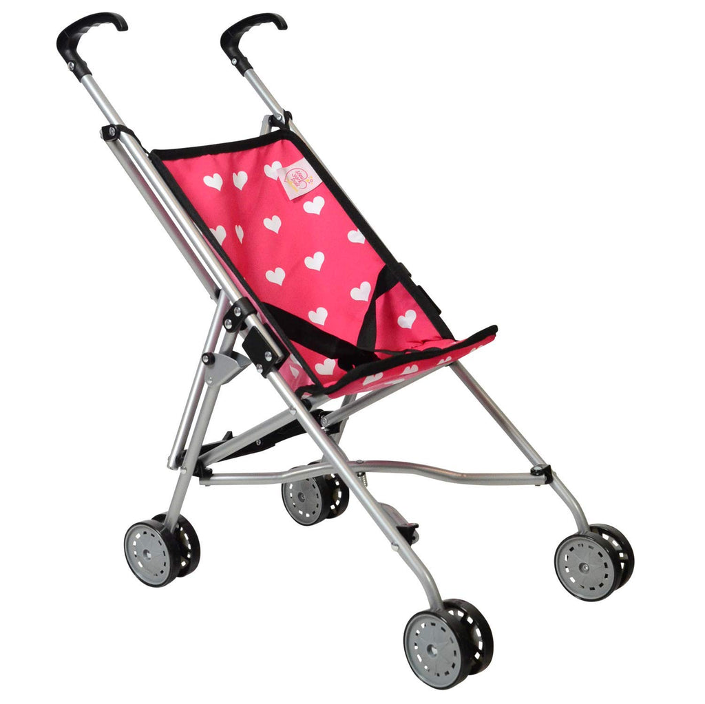 My First Doll Stroller for Kids Hearts- Doll Stroller Folds for Storage
