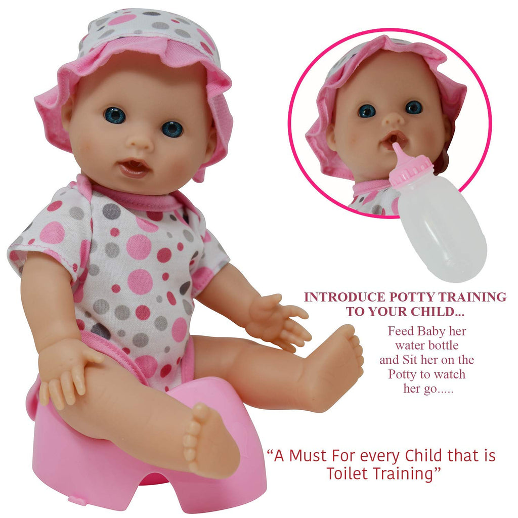 Drink and Wet Potty Training Baby Doll posable Dolls with Pacifier, Bottle, and Diapers  (caucasian)