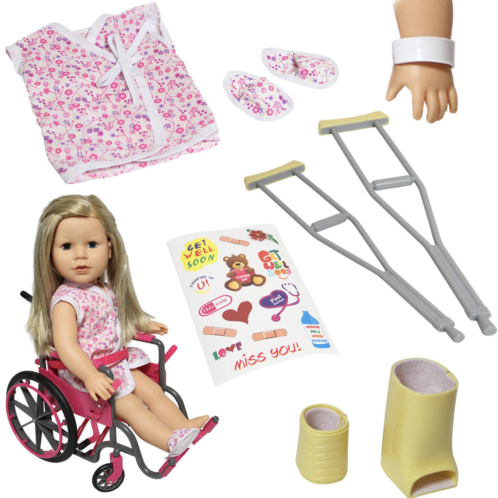 Doll Wheelchair Set with Accessories for 18 Inch Dolls