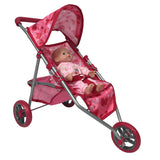 The New York Doll Collection Dolls Jogging Stroller - Pink Hearts Designed Jogging Stroller for Dolls