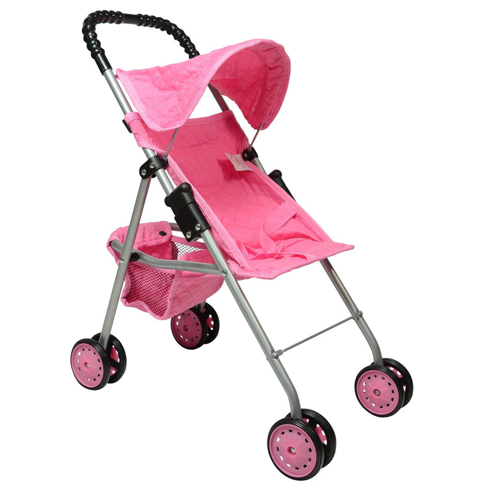 First Doll Stroller for Kids (Pink Quilted)
