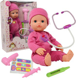 Interactive 16” Baby Doll Toy Doctor Kit with Light Up Heartbeat Sound Stethoscope