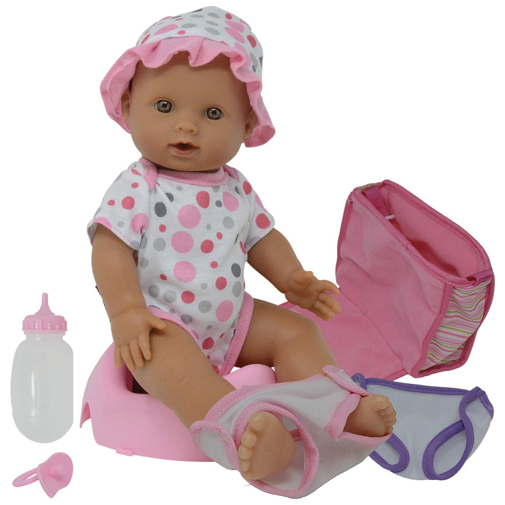 Drink and Wet Potty Training Baby Doll posable Dolls with Pacifier, Bottle, and Diapers - Helps Toilet Training for Kids (Hispanic)