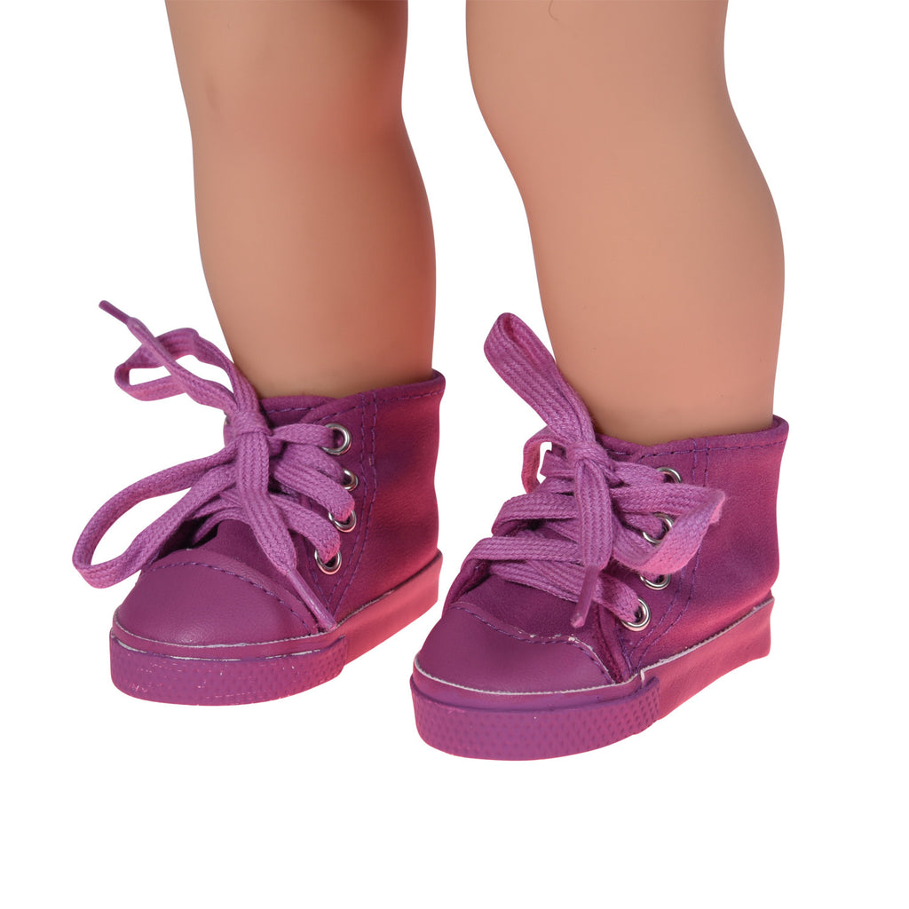 18" Doll Sneakers in Suede – Purple