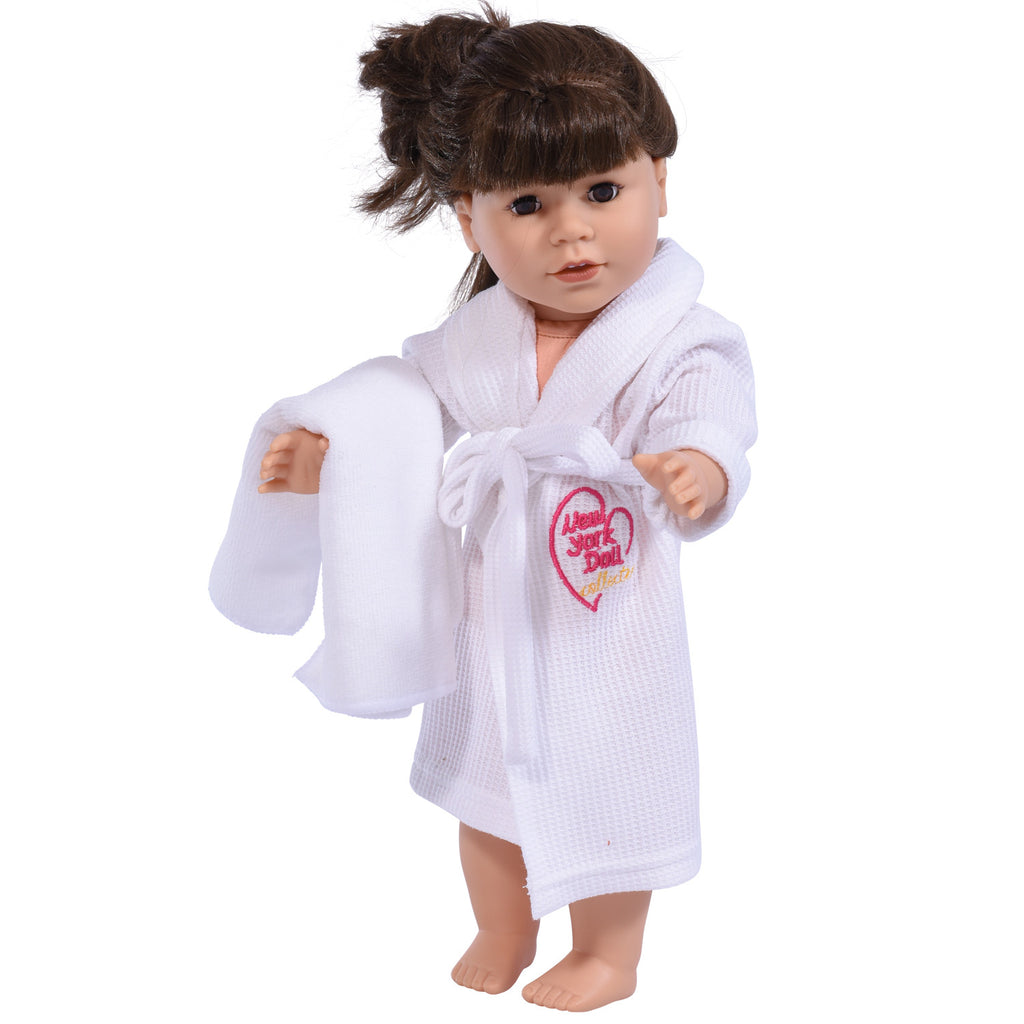 18 Inch Doll Robe in White with Towel