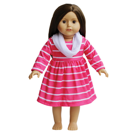 Pink Striped Dress with Shawl