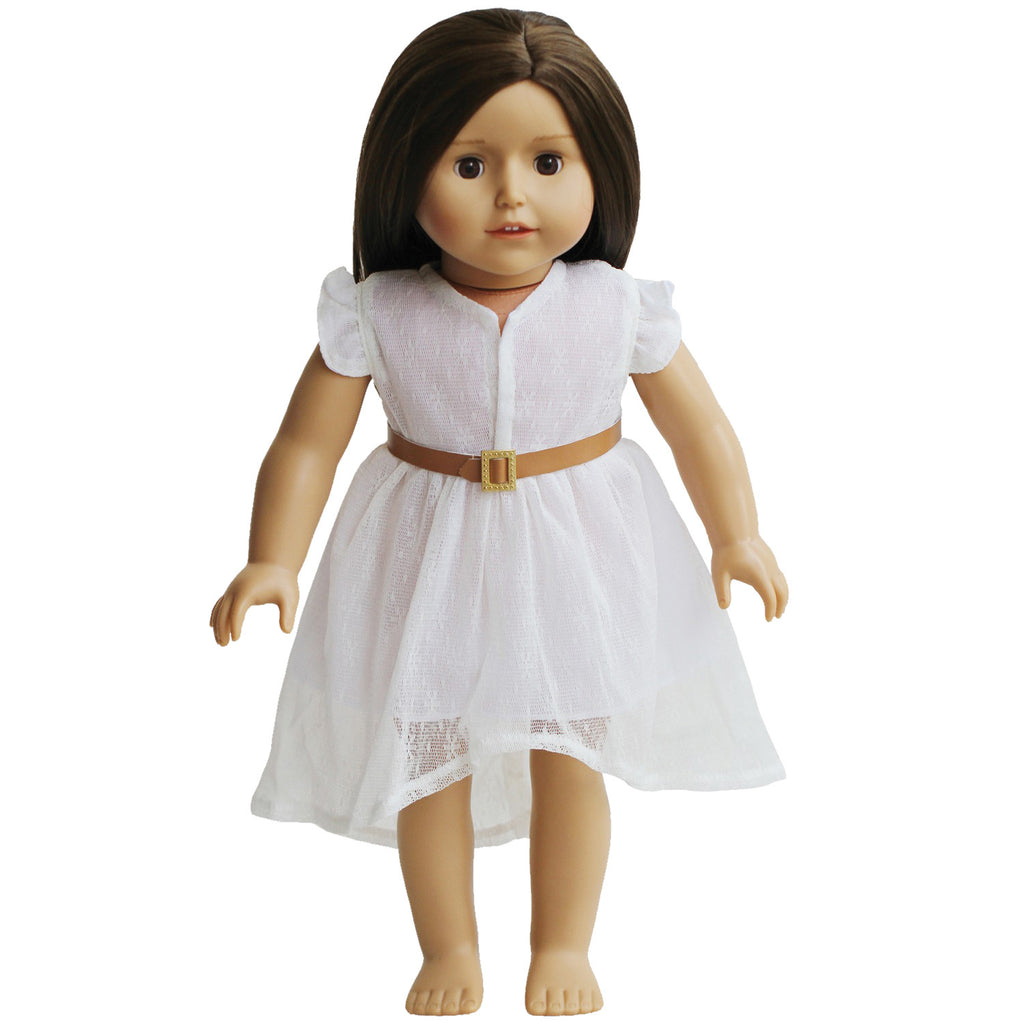 White Lace Dress and Belt for Dolls- 18 inch Doll Clothes The New York Doll Collection White Lace Dress and Belt for Dolls- 18 inch Doll Clothes The New York Doll Collection