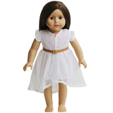 White Lace Dress and Belt for Dolls- 18 inch Doll Clothes