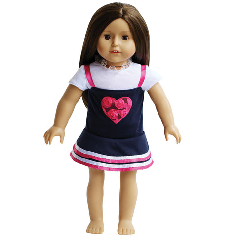 Heart Jumper with White T-shirt for 18 inch Dolls