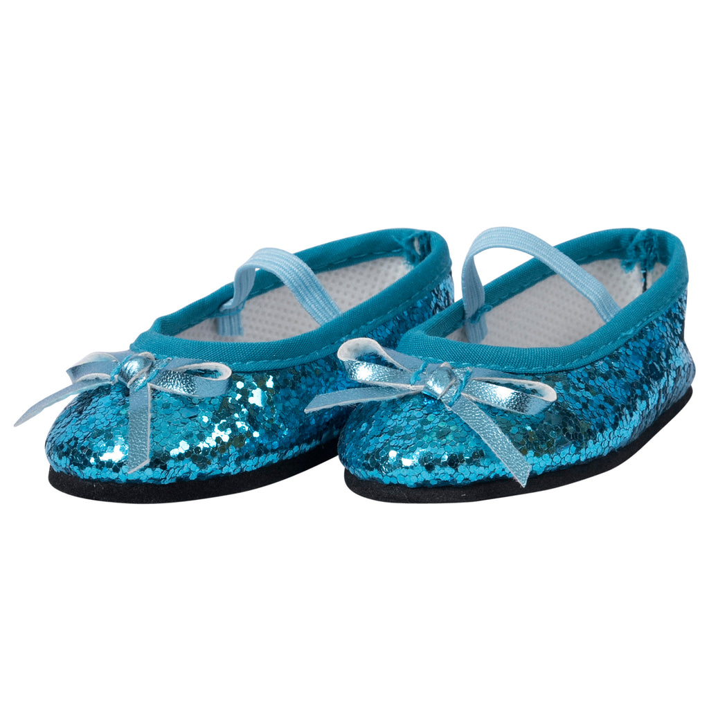 18 " Doll Glitter Shoes  - Blue
