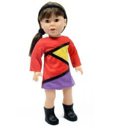 18 inch Doll Color Blok Dress with Matching Headband