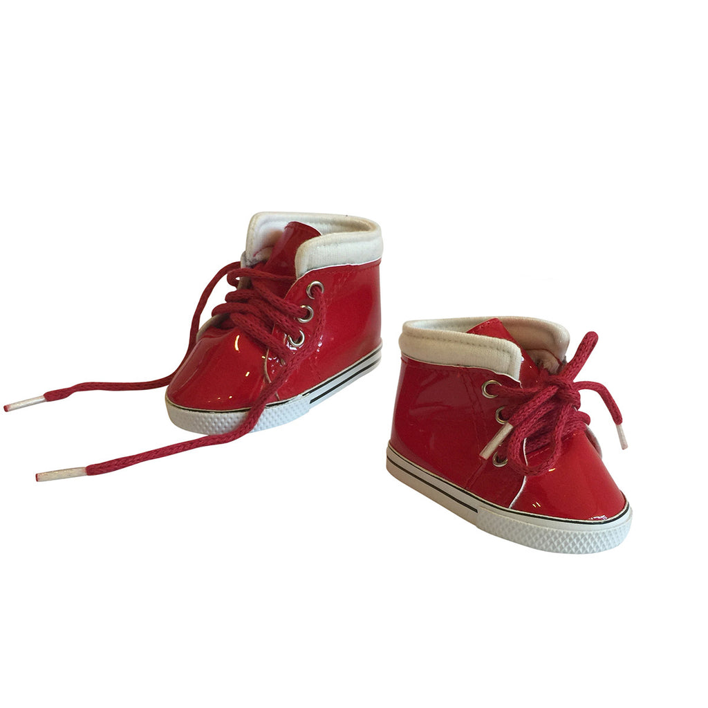 18 inch Dolls Shiny Leather Sneakers – Red