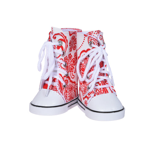 Printed Hightops Sneakers – Red