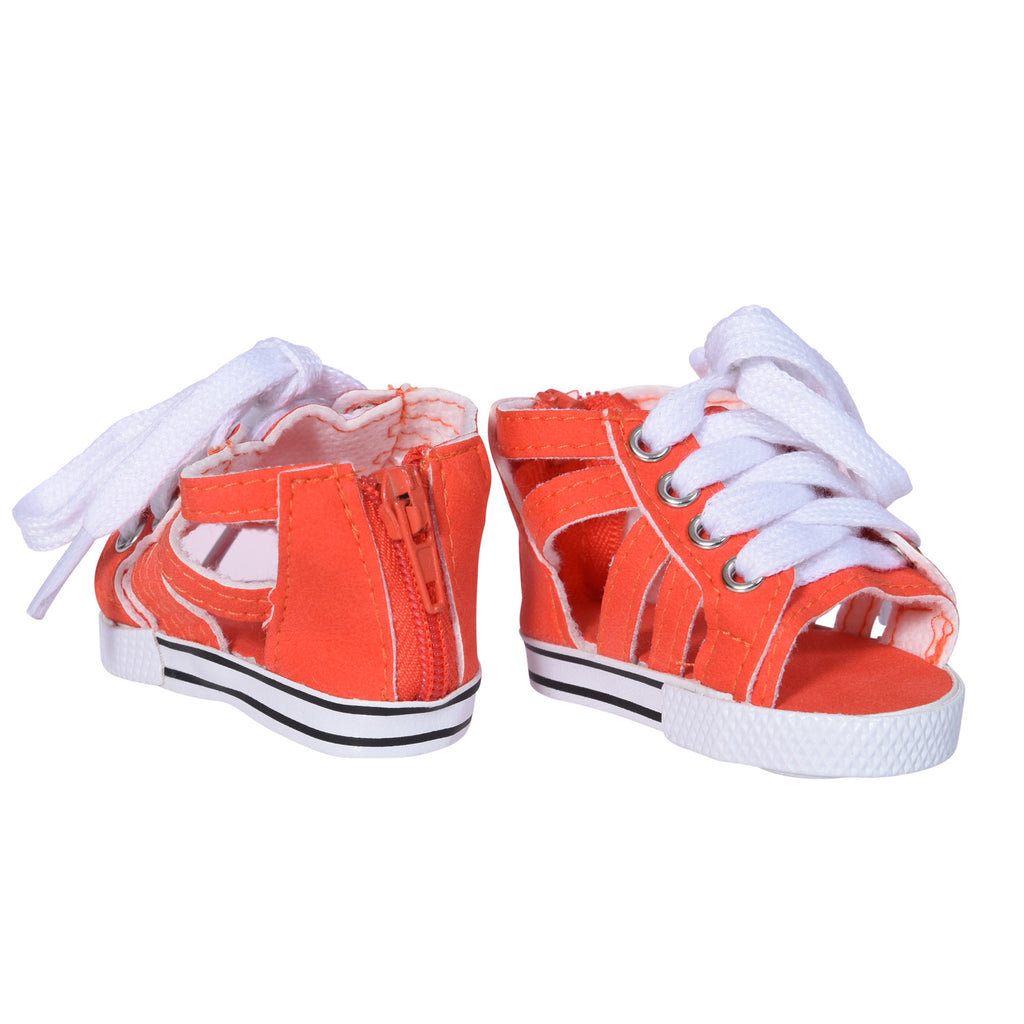 Doll Canvas Gladiator Shoes Fits All 18 inch Dolls (Coral)