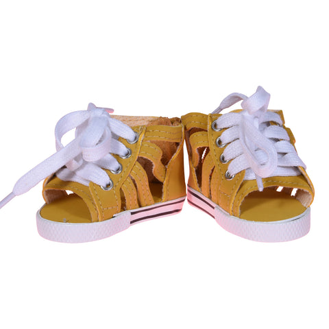 Yellow Canvas Gladiator Trainers fits 18 Inch