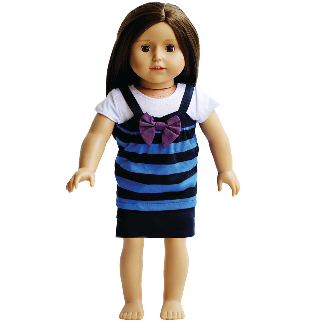 Blue Striped Jumper with white T-shirt - Fits all 18 inch Dolls