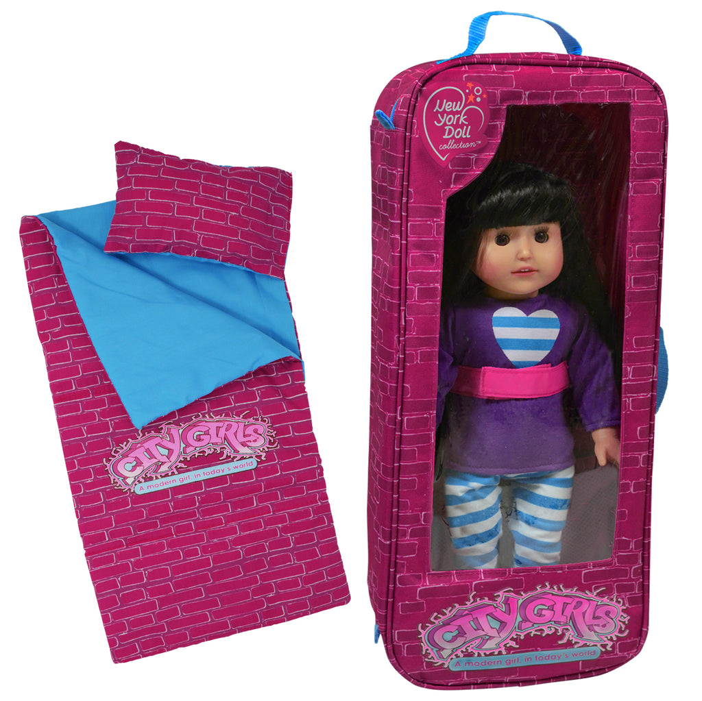 18" Doll Travel Case, Includes Doll Sleepover Set with 9 Doll Accessories