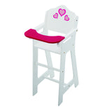 Wooden Doll High Chair with Doll Bib Fits 18